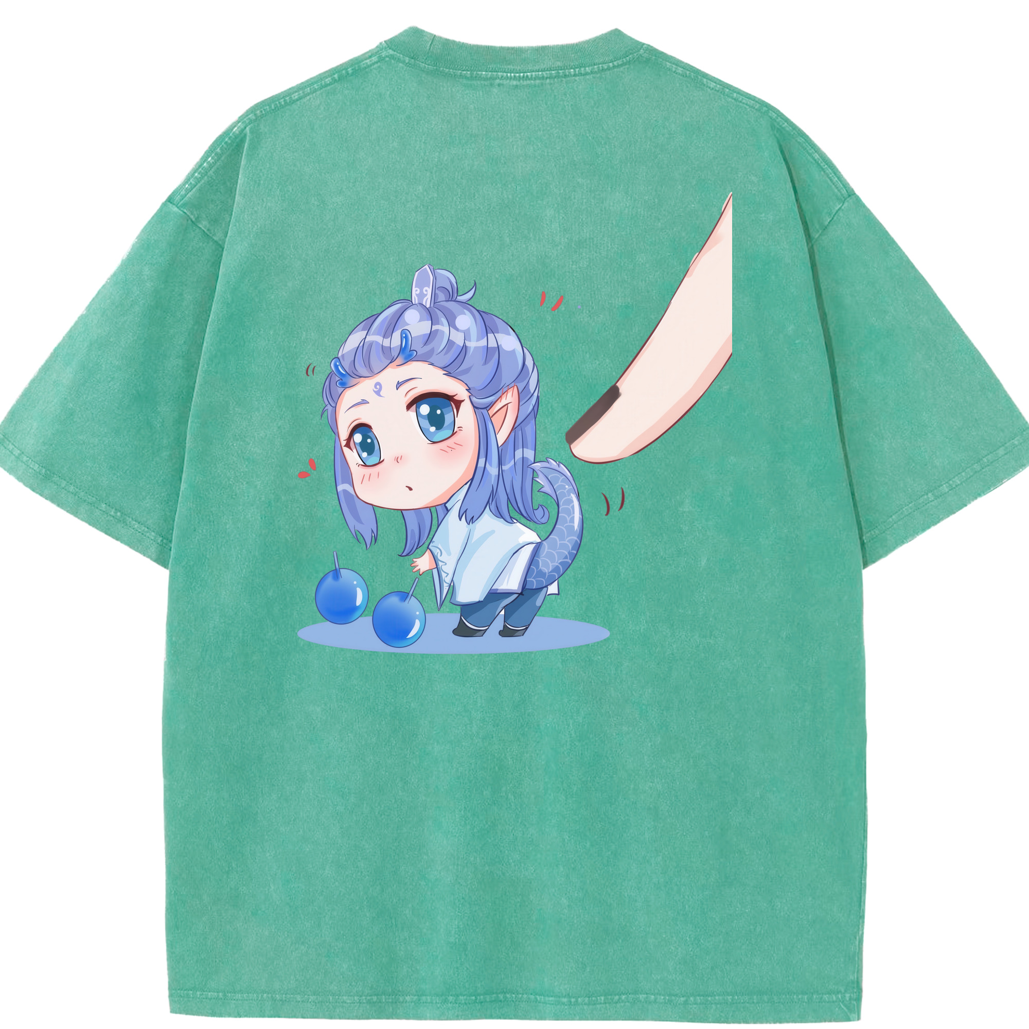 （画像用） Ne Zha 2 ナタ 魔童の大暴れ 綿100% ヴィンテージ風 半袖Tシャツ（背面プリント）
